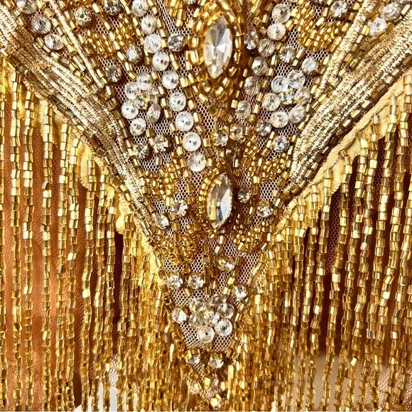 LoveSohnaDesigns Elegant Gold Embellished Mini Dress - (Custom Size) - Picture 6 of 15